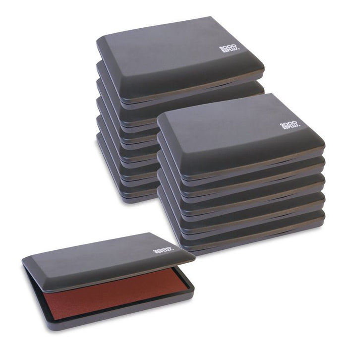 2000 PLUS One-Color Felt Stamp Pad, #1, 4.25 x 2.75, Red, 12/Carton