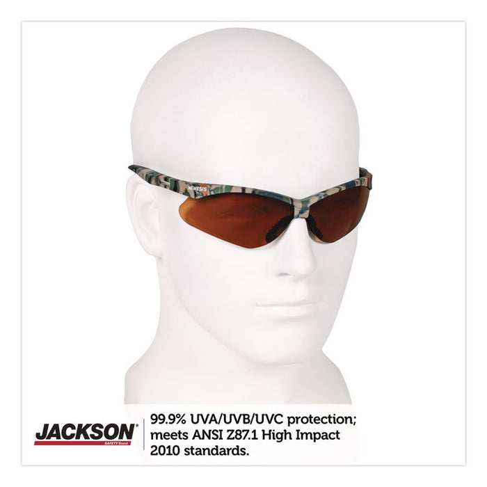 Nemesis Safety Glasses, Camo Half Frame, Bronze Dual Lens