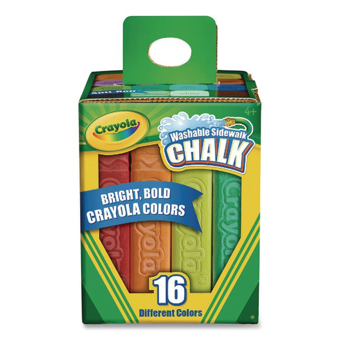 Washable Sidewalk Chalk, 4.25" x 0.75 Diameter, Assorted Colors, 16 Sticks/Box