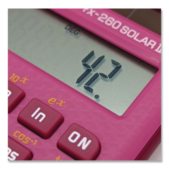 FX-260 Solar II All-Purpose Scientific Calculator, 10-Digit LCD, Pink