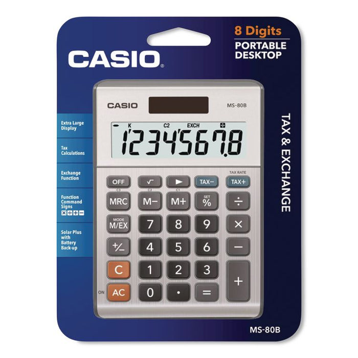MS-80B Tax and Currency Calculator, 8-Digit LCD