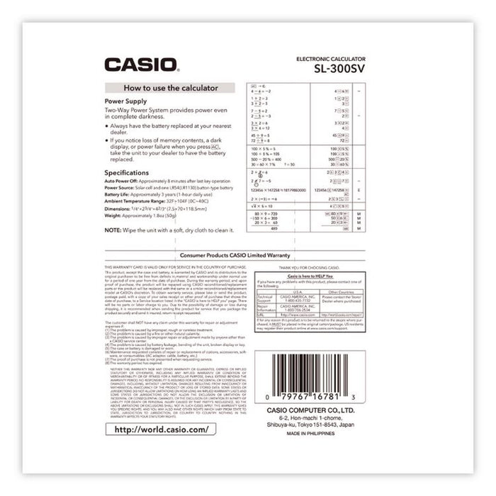 SL-300SV Handheld Calculator, 8-Digit LCD
