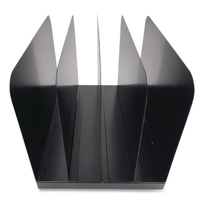 Steel Vertical File Organizer, 4 Sections, Letter Size Files, 11 x 11 x 7.75, Black