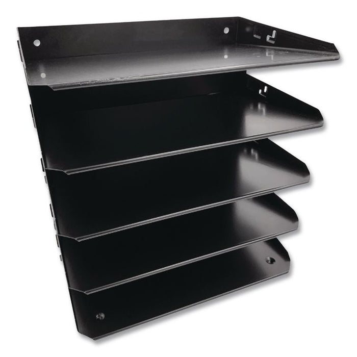 Steel Horizontal File Organizer, 5 Sections, Letter Size Files, 8.75 x 12 x 12, Black
