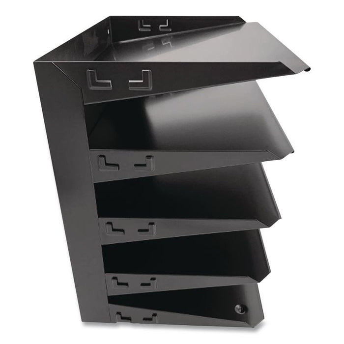 Steel Horizontal File Organizer, 5 Sections, Letter Size Files, 8.75 x 12 x 12, Black