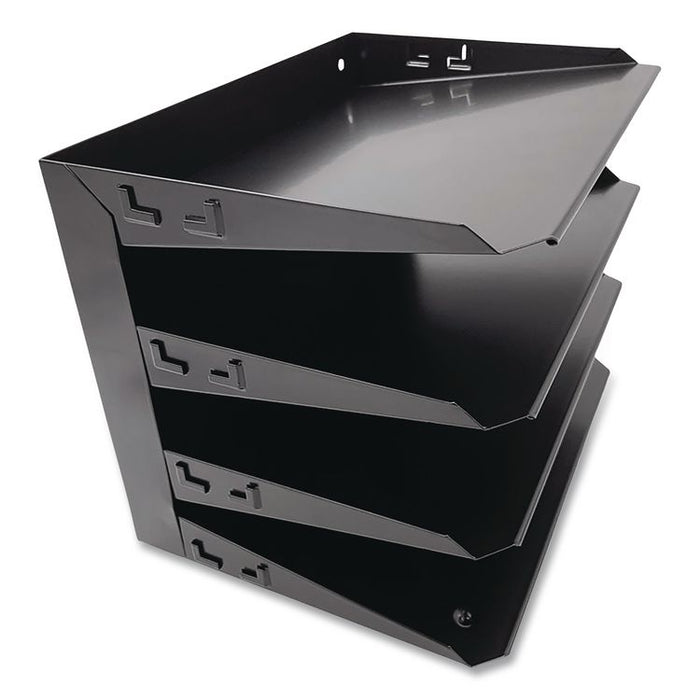 Steel Horizontal File Organizer, 4 Sections, Letter Size Files, 12 x 8.66 x 9, Black
