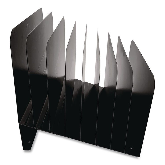 Steel Vertical File Organizer, Inclined, 8 Sections, Letter Size Files, 9.75 x 11 x 10, Black