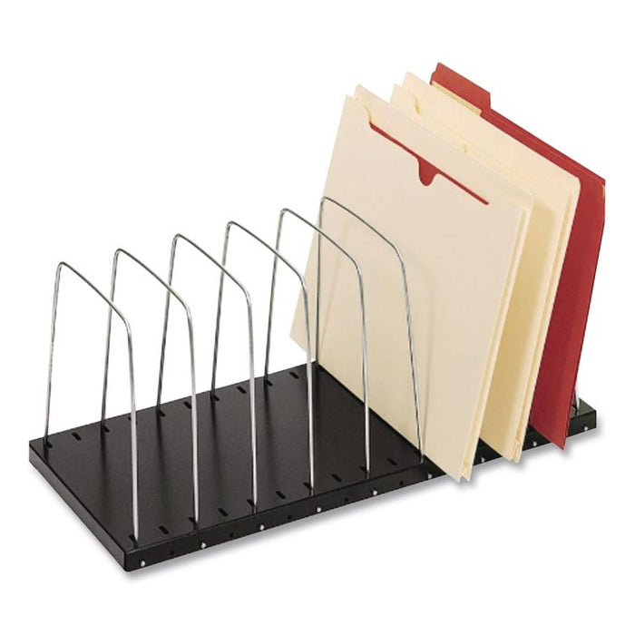 Steel Wire Vertical File Organizer, 8 Sections, Letter Size Files, 18.25 x 8 x 7.5, Black/Metal Gray