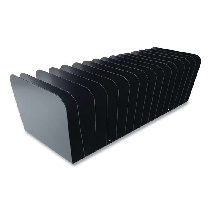 Steel Vertical File Organizer, Flat, 15 Sections, Letter Size Files, 16 x 6.25 x 6.5, Black