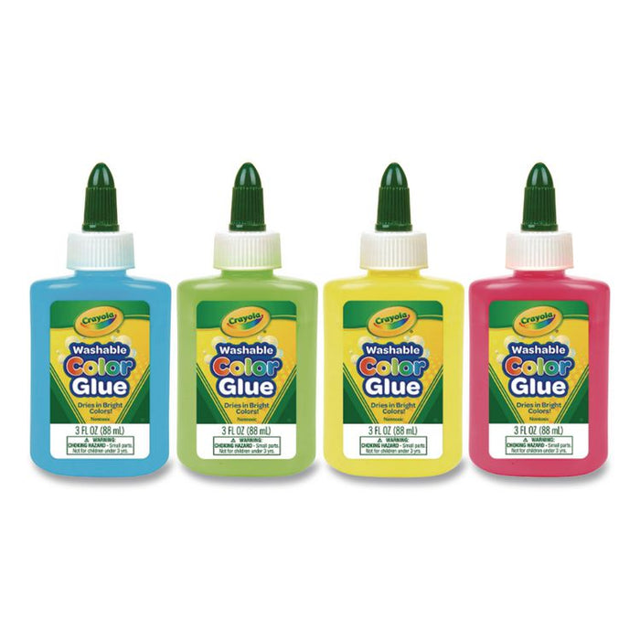 Washable Assorted Color Glue, 3 oz, 12/Pack