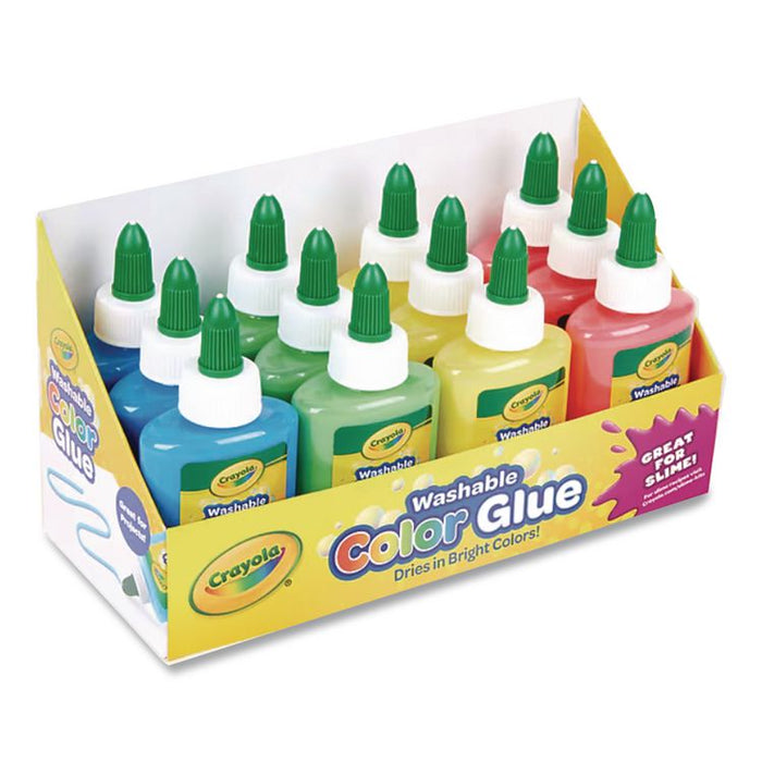 Washable Assorted Color Glue, 3 oz, 12/Pack