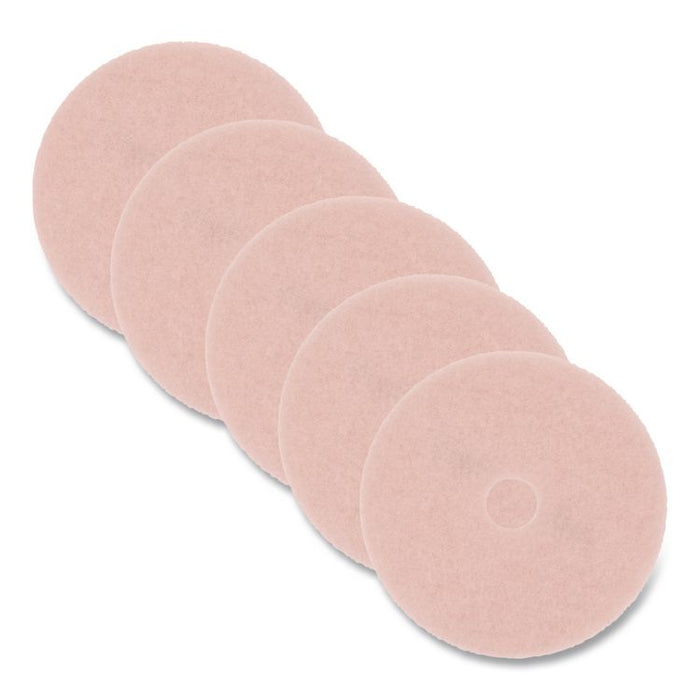 Burnish Floor Pads, 28" Diameter, Pink, 5/Carton