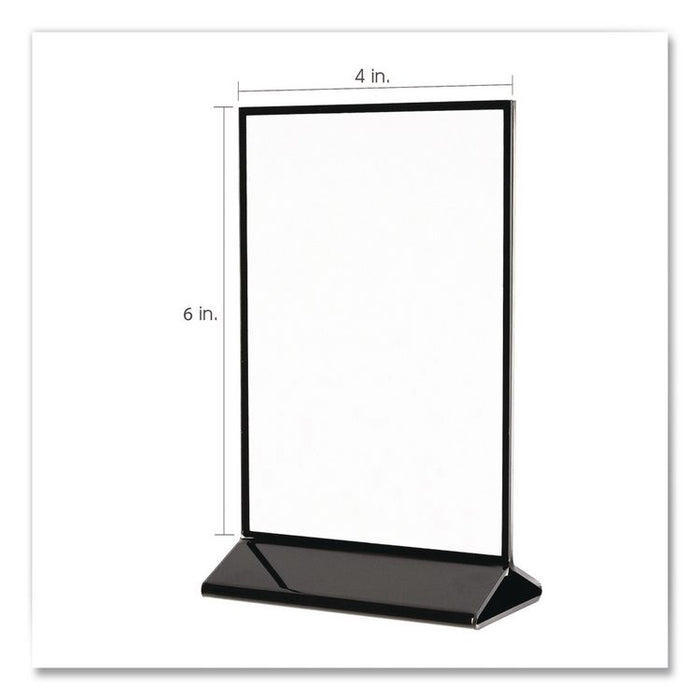 Tabletop Sign and Menu Holder, 4 x 6 Insert, Clear with Black Frame