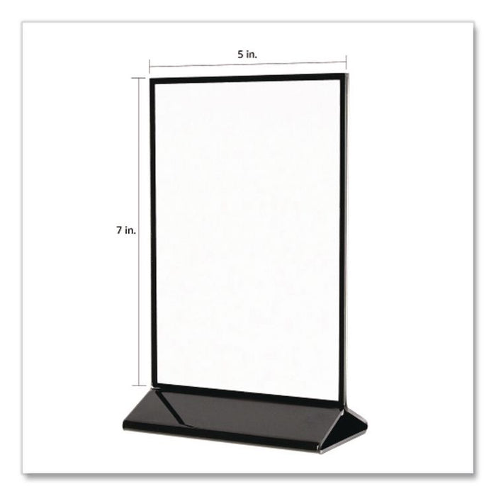 Tabletop Sign and Menu Holder, 5 x 7 Insert, Clear with Black Frame