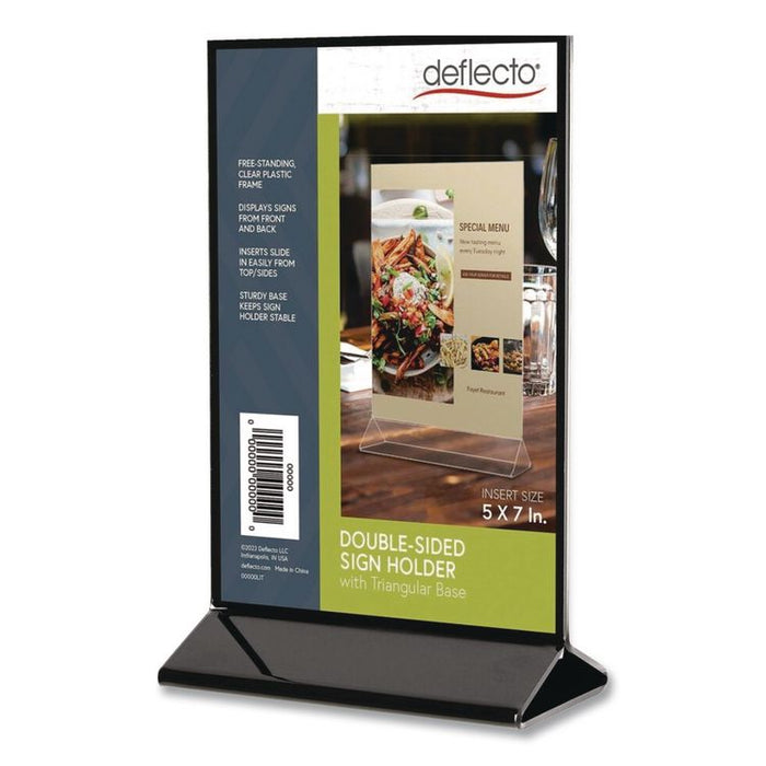 Tabletop Sign and Menu Holder, 5 x 7 Insert, Clear with Black Frame