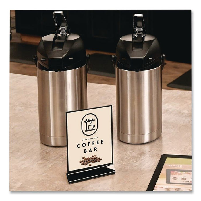 Tabletop Sign and Menu Holder, 5 x 7 Insert, Clear with Black Frame