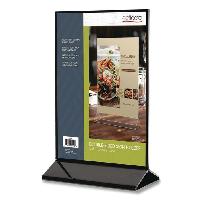 Tabletop Sign and Menu Holder, 8.5 x 11 Insert, Clear with Black Frame