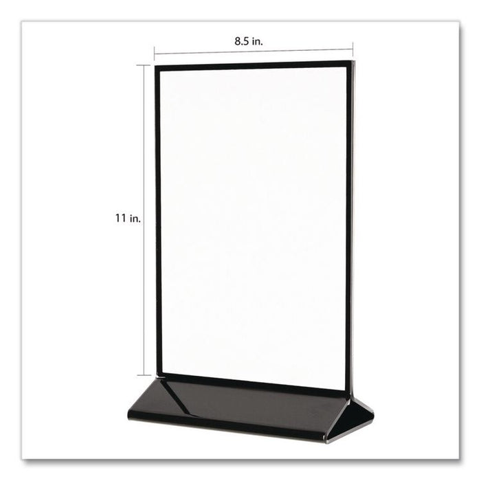 Tabletop Sign and Menu Holder, 8.5 x 11 Insert, Clear with Black Frame