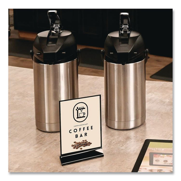 Tabletop Sign and Menu Holder, 8.5 x 11 Insert, Clear with Black Frame