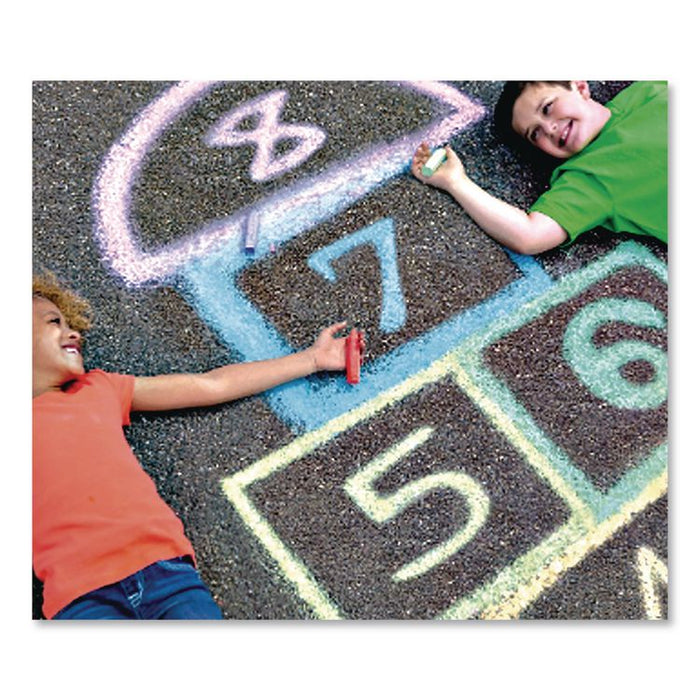 Washable Sidewalk Chalk, 4" x 0.88" Diameter, 48 Assorted Bright Colors, 48 Sticks/Set