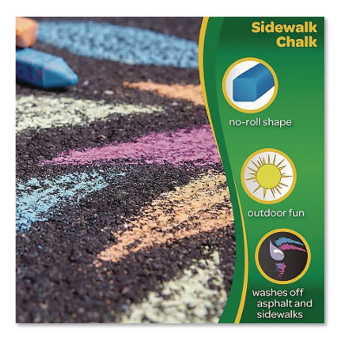 Washable Sidewalk Chalk, 4" x 0.88" Diameter, 48 Assorted Bright Colors, 48 Sticks/Set
