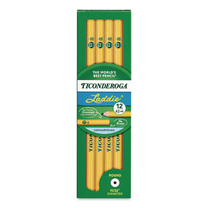 Ticonderoga Laddie Woodcase Pencil, HB (#2), Black Lead, Yellow Barrel, Dozen