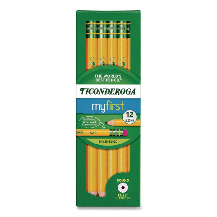 My First Woodcase Pencil with Eraser, HB (#2), Black Lead, Yellow Barrel, Dozen