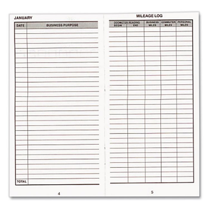 Auto Mileage Log, One-Part (No Copies), 6.5 x 6.25, 32 Forms Total