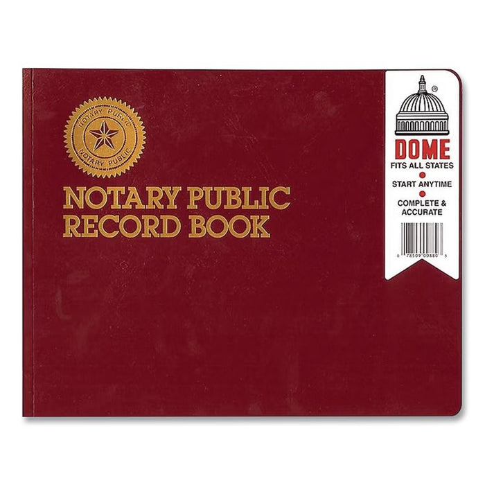 Notary Public Record Book, 10 Column Format, Maroon Cover, 10.5 x 8.25 Sheets, 32 Sheets/Book