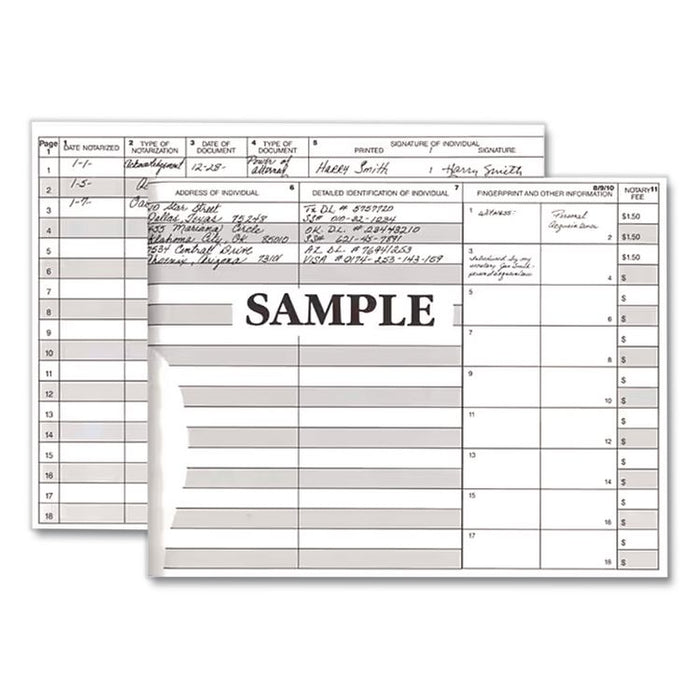 Notary Public Record Book, 10 Column Format, Maroon Cover, 10.5 x 8.25 Sheets, 32 Sheets/Book