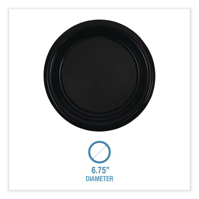 Hi-Impact Plastic Dinnerware, Plate, 6" dia, Black, 1,000/Carton