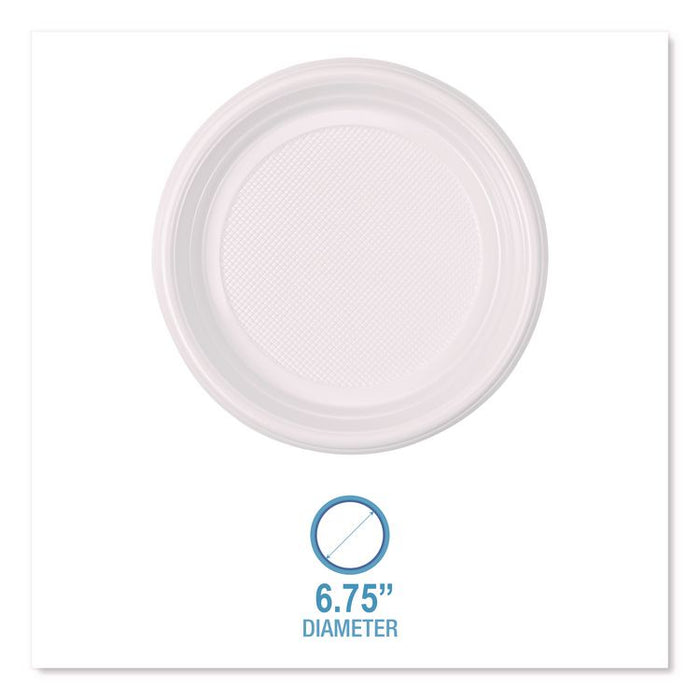 Hi-Impact Plastic Dinnerware, Plate, 6" dia, White, 1,000/Carton
