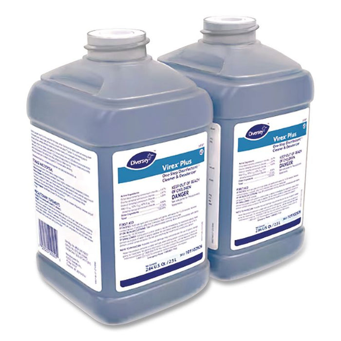 Virex Plus One-Step Disinfectant Cleaner, Unscented, 2.5 L Bottle, 2/Carton