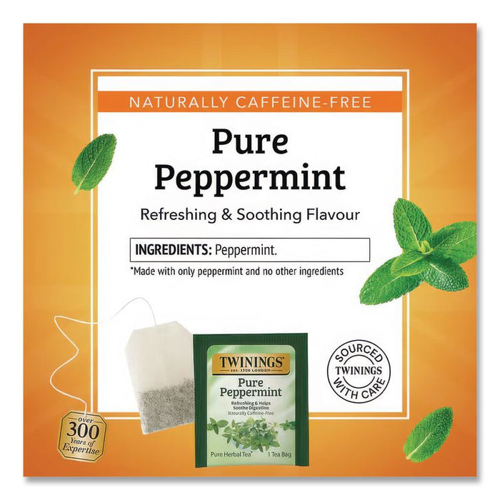 Tea Bags, Pure Peppermint, 1.76 oz Filterbag, 25/Box