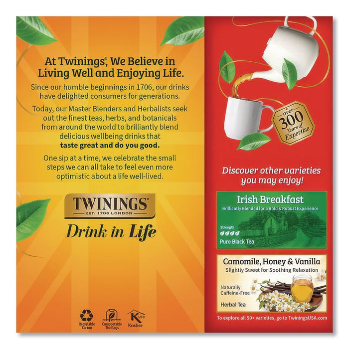 Tea Bags, English Breakfast, 1.76 oz Filterbag, 25/Box