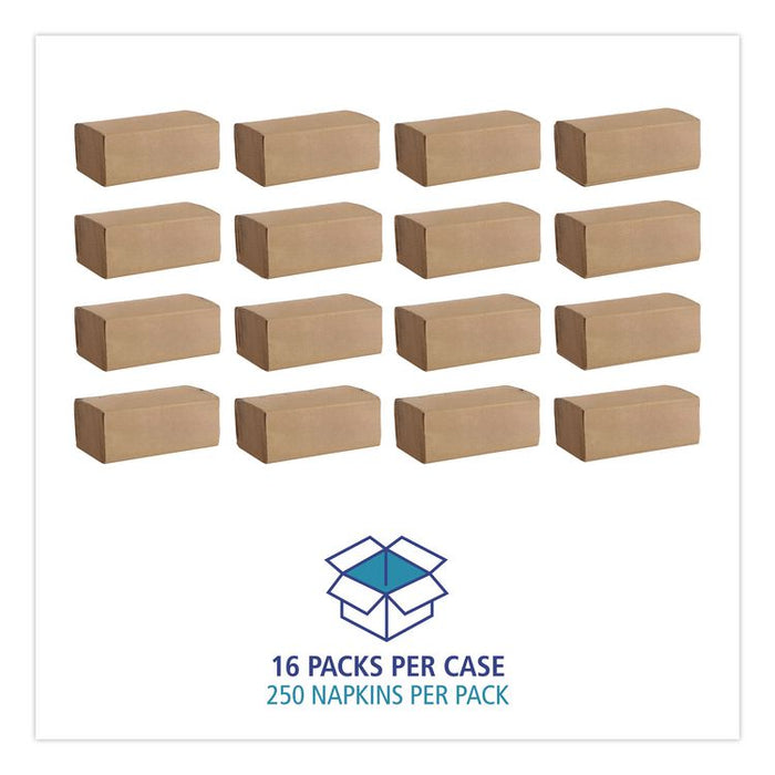 Folded Paper Towels, 1-Ply, 9 x 9.5, Kraft, 250/Pack, 16 Packs/Carton