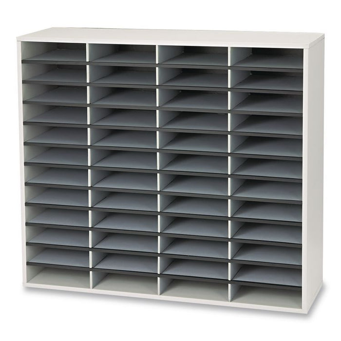 Literature Organizer, 48 Letter Compartments, 38.25 x 11.88 x 34.69, Dove Gray
