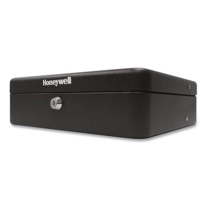 Tiered CantiDoor Lever Cash Box, 9 Compartments, Key Lock, 11.9" x 9.7" x 3.5", Black