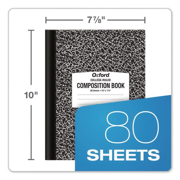 Composition Book, Medium/College Rule, Black Marble Cover, (80) 10 x 7.87 Sheets