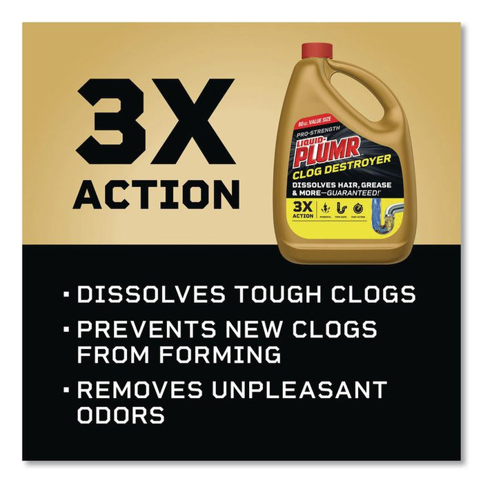 Pro-Strength Full Clog Destroyer Plus PipeGuard, Gel, 80 oz Bottle
