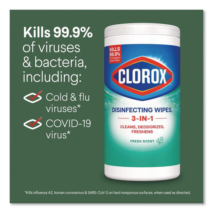 Disinfecting Wipes, Bleach Free Cleaning Wipes, 1-Ply, 7 x 8, Fresh Scent, White, 35/Canister, 12 Canisters/Carton
