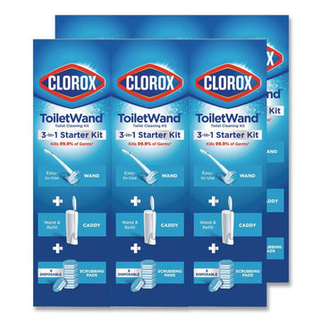 ToiletWand Disposable Toilet Cleaning System: Handle, Caddy and Refills, White, 6/Carton