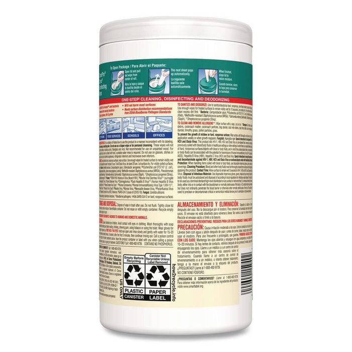 CloroxPro Disinfecting Wipes, 1-Ply, Fresh Scent, 7 x 8, White, 75/Canister, 6 Canisters/Carton