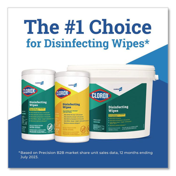 CloroxPro Disinfecting Wipes, 1-Ply, 7 x 8, Fresh Scent, White, 75/Canister
