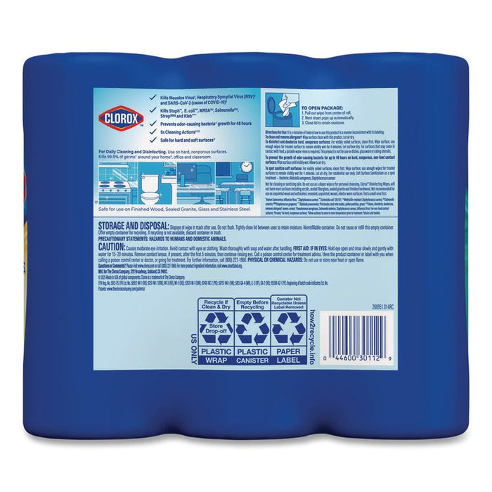 Disinfecting Wipes, 1-Ply, 7 x 8, (1) Fresh Scent/(2) Crisp Lemon, White, 35/Canister, 3 Canisters/Pack