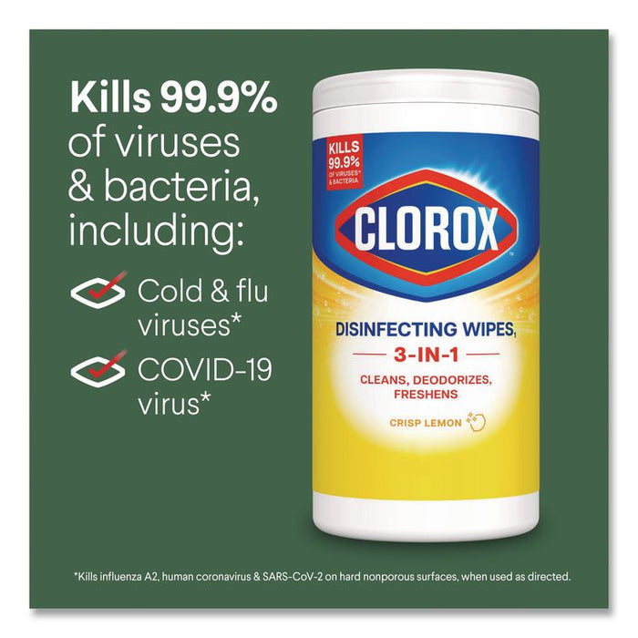 Disinfecting Wipes, Cleaning Wipes, 1-Ply, 7 x 8, Fresh Scent/Citrus Blend, 35/Canister, 3/Pack, 5 Packs/Carton