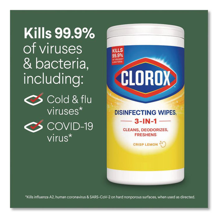 Disinfecting Wipes, Bleach Free Cleaning Wipes, 1-Ply, 7 x 8, Fresh Scent/Citrus Blend, White, 75/Canister, 3/Pack, 4/Carton