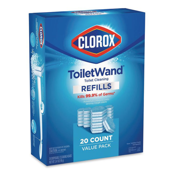 ToiletWand Toilet Cleaning Refills, Toilet Cleaning Scrubbing Pads, Blue/White, 20/Pack