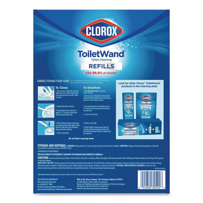 ToiletWand Toilet Cleaning Refills, Toilet Cleaning Scrubbing Pads, Blue/White, 20/Pack