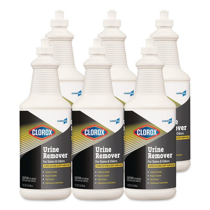 CloroxPro Urine Remover for Stains and Odors, Clean Floral Scent, 32 oz Pull-Top Bottle, 6/Carton